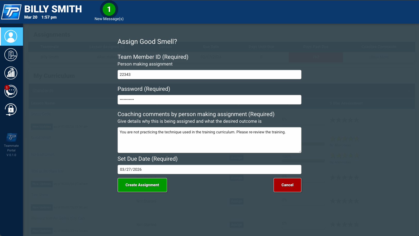 Create assignment workflow for employee training and due date management