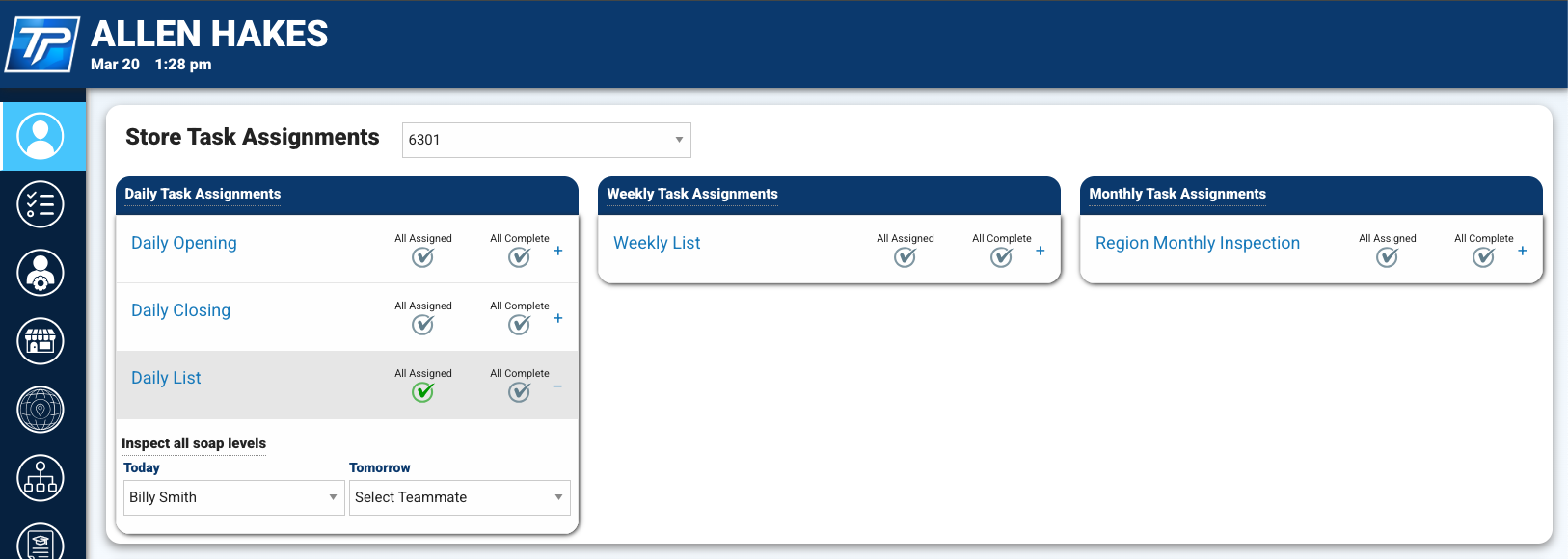 Checklist assignment reporting for workforce training and task completion
